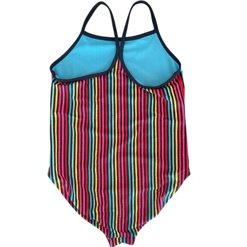 Wonder Nation, Rainbow Striped Kids  One piece Swimsuit‎ Size 10/12